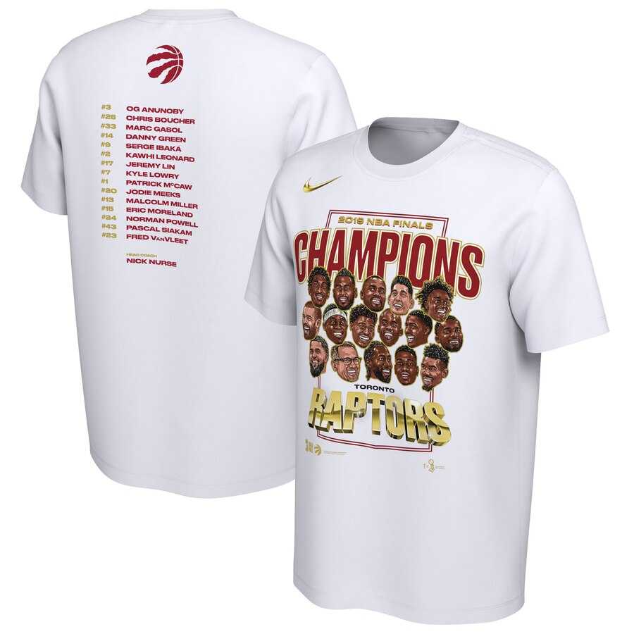 Toronto Raptors Nike 2019 NBA Finals Champions Celebration Roster Performance T Shirt White,We sell and wholesale Toronto Raptors Nike 2019 NBA Finals Champions Celebration Roster Performance T Shirt White on line form chian!